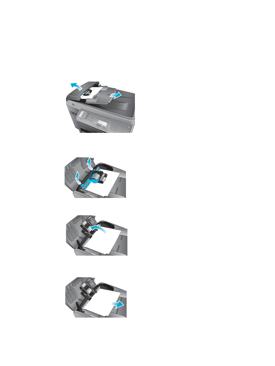 Clearing jams in the adf | HP 9100 series User Manual | Page 189 / 280