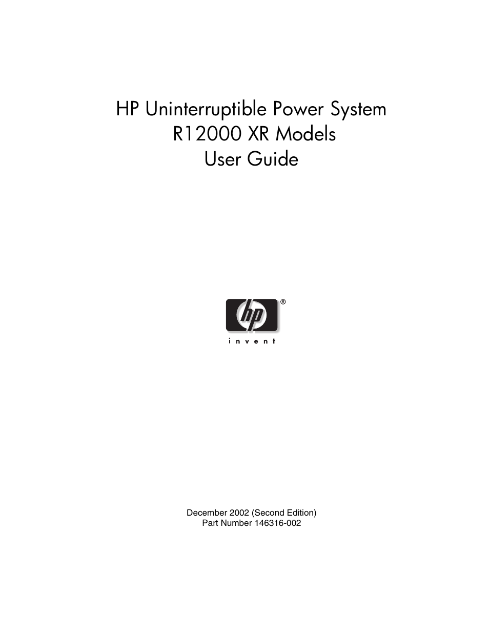 HP R12000 XR User Manual | 69 pages