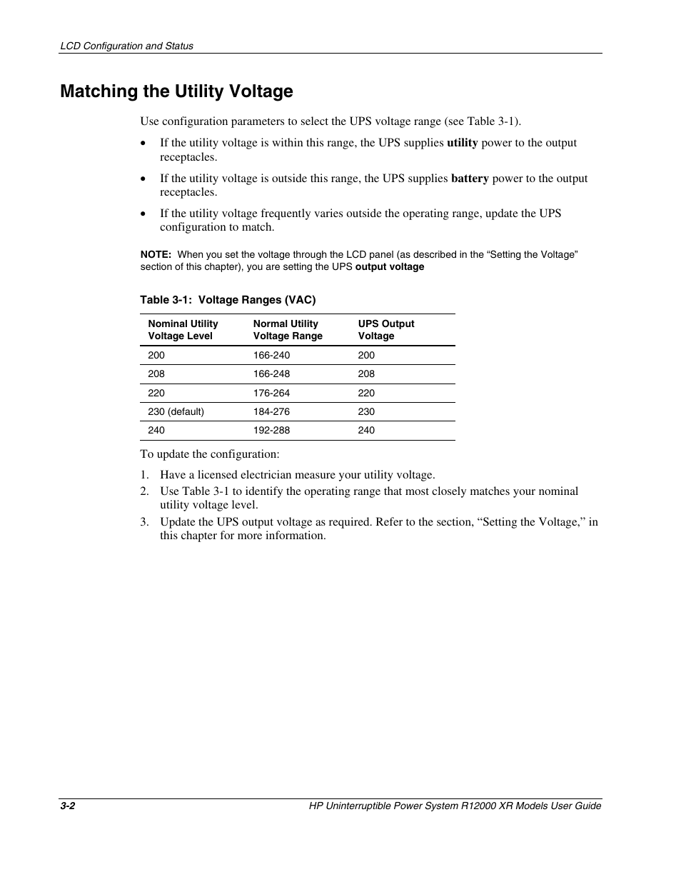 Matching the utility voltage, Matching the utility voltage -2 | HP R12000 XR User Manual | Page 26 / 69