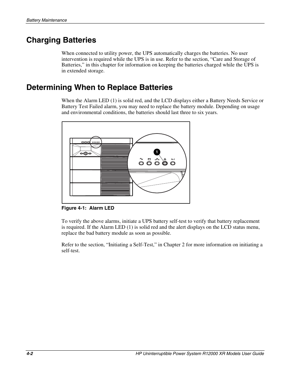 Charging batteries, Determining when to replace batteries, Charging batteries -2 | Determining when to replace batteries -2 | HP R12000 XR User Manual | Page 40 / 69