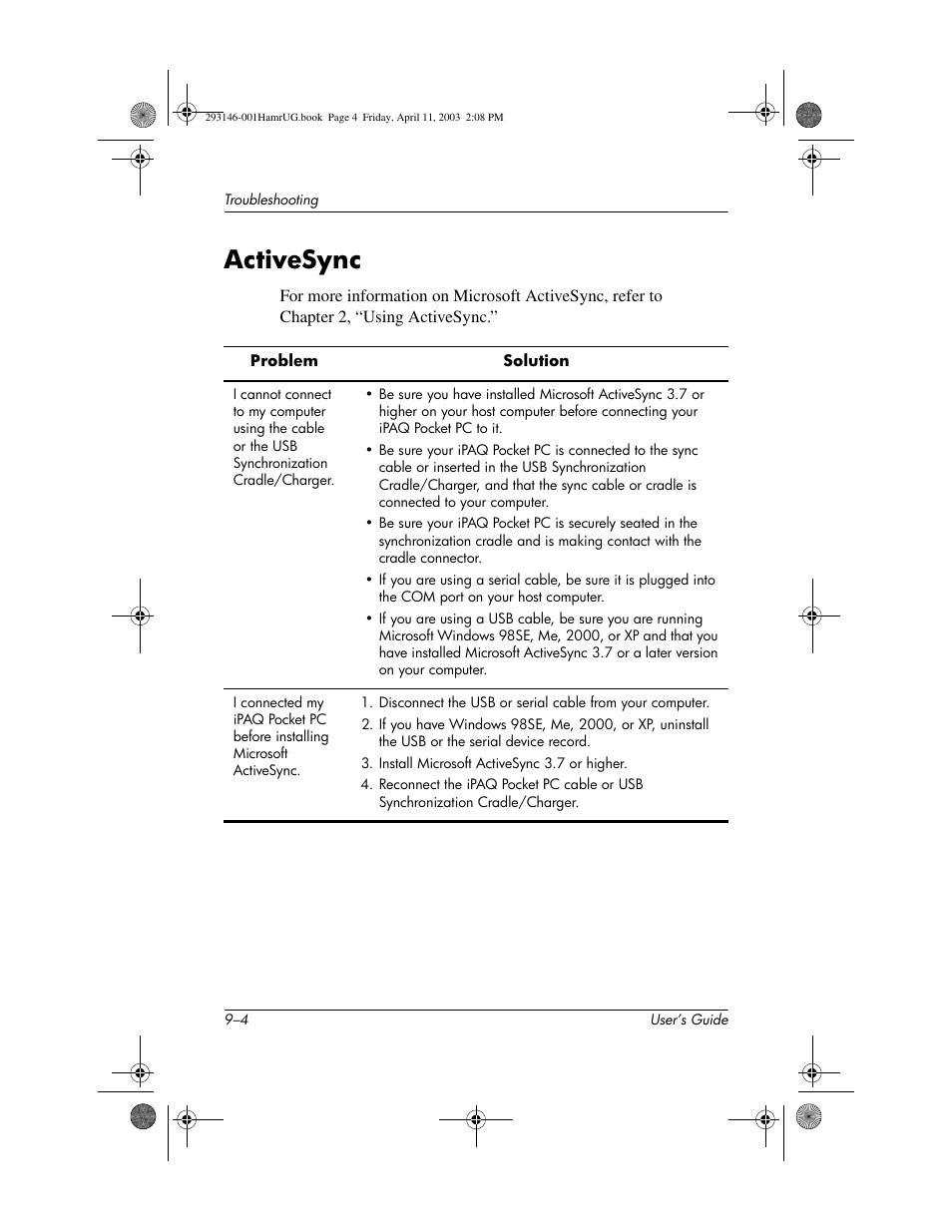 Activesync, Activesync –4 | HP h2200 Series User Manual | Page 108 / 125