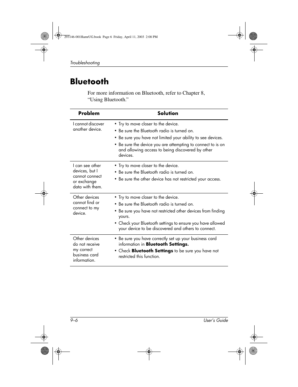 Bluetooth, Bluetooth –6 | HP h2200 Series User Manual | Page 110 / 125