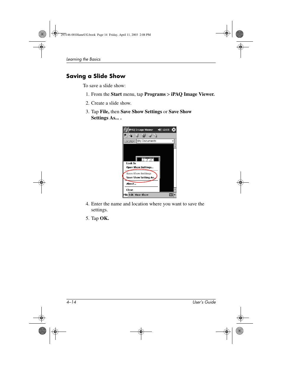 Saving a slide show | HP h2200 Series User Manual | Page 50 / 125