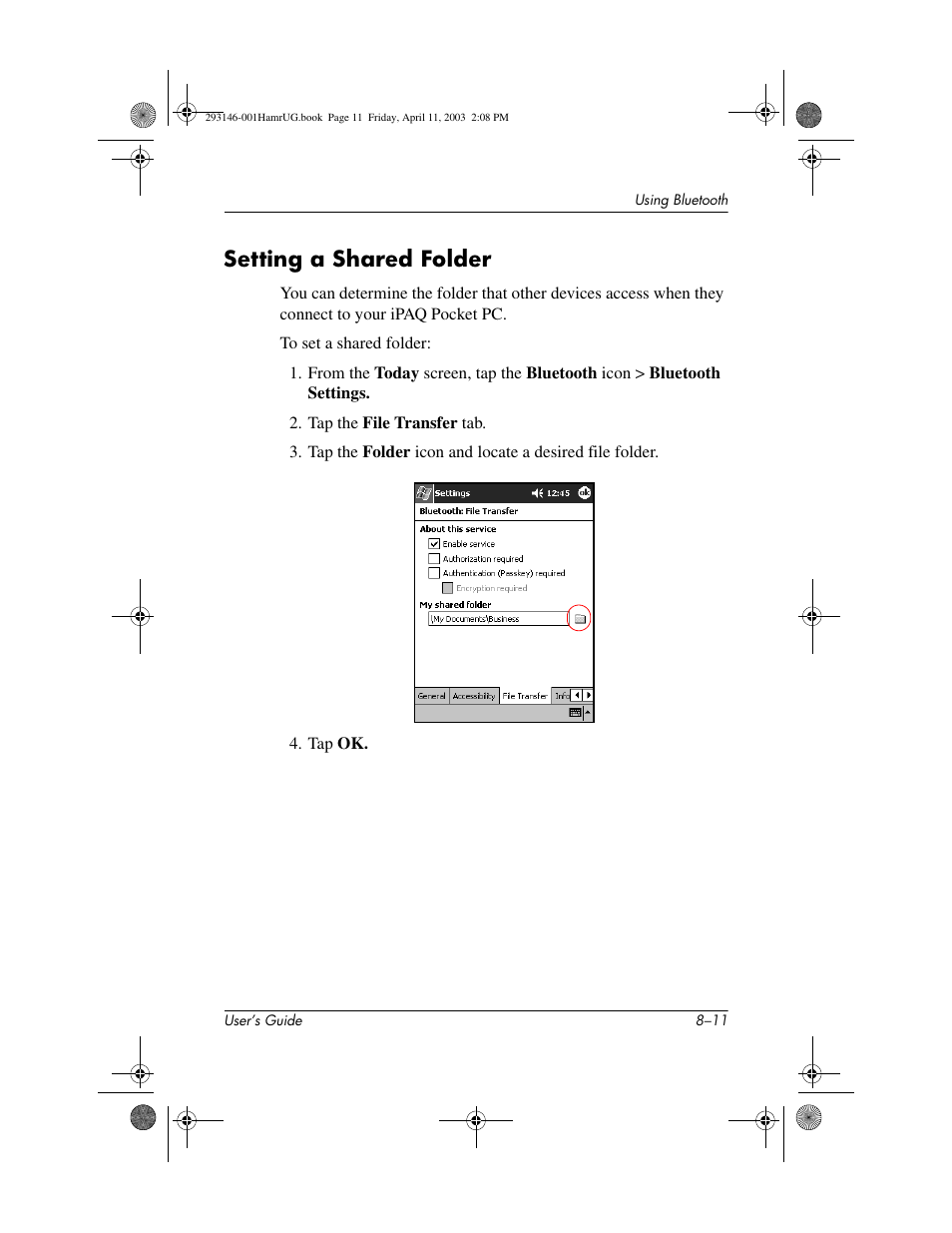 Setting a shared folder, Setting a shared folder –11 | HP h2200 Series User Manual | Page 86 / 125