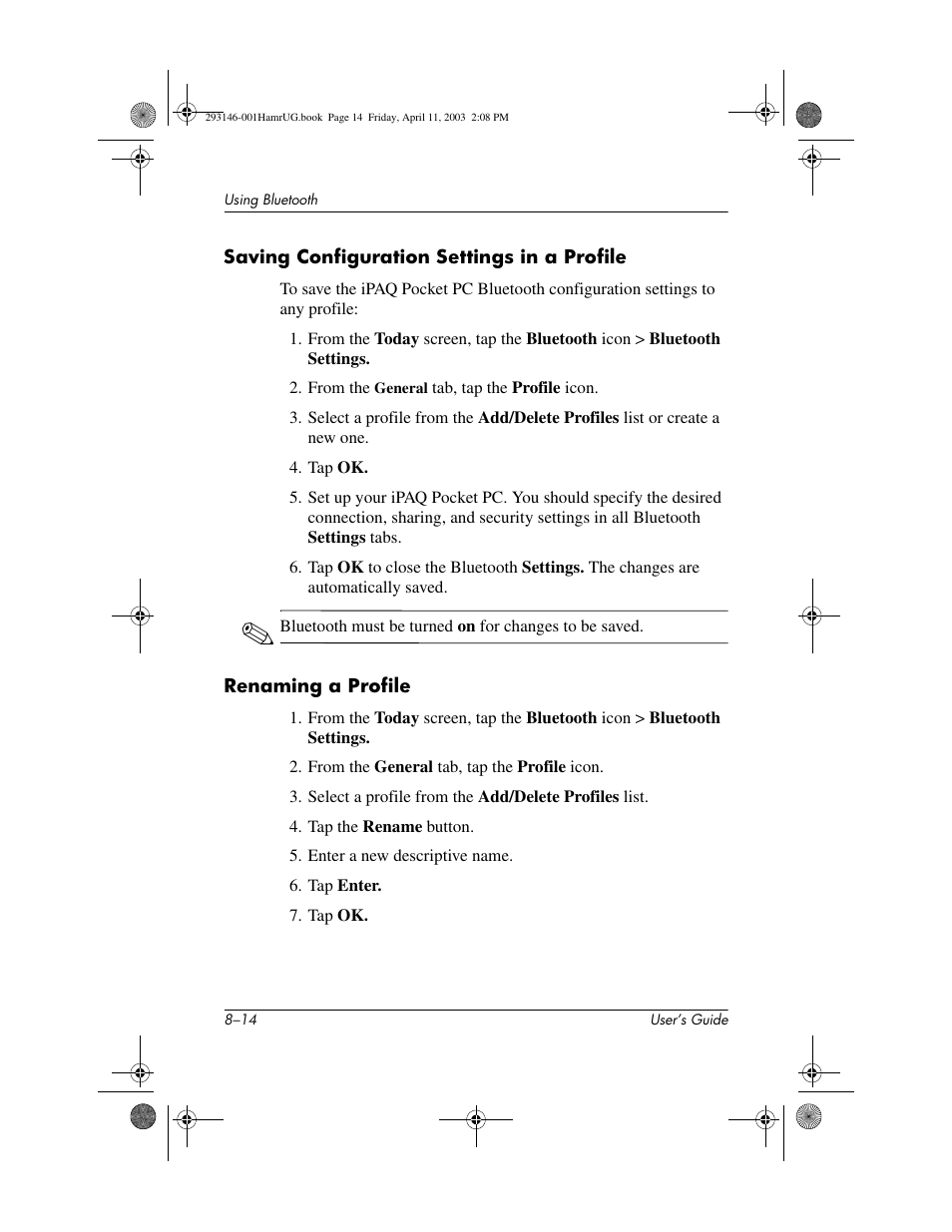 Saving configuration settings in a profile, Renaming a profile | HP h2200 Series User Manual | Page 89 / 125