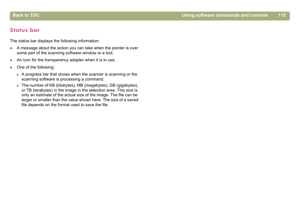 Status bar | HP 5400c Series User Manual | Page 115 / 140
