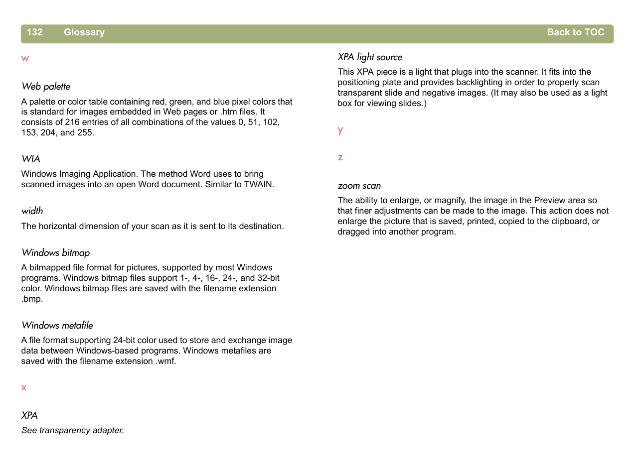 Windows metafile (.wmf), The micro | HP 5400c Series User Manual | Page 132 / 140