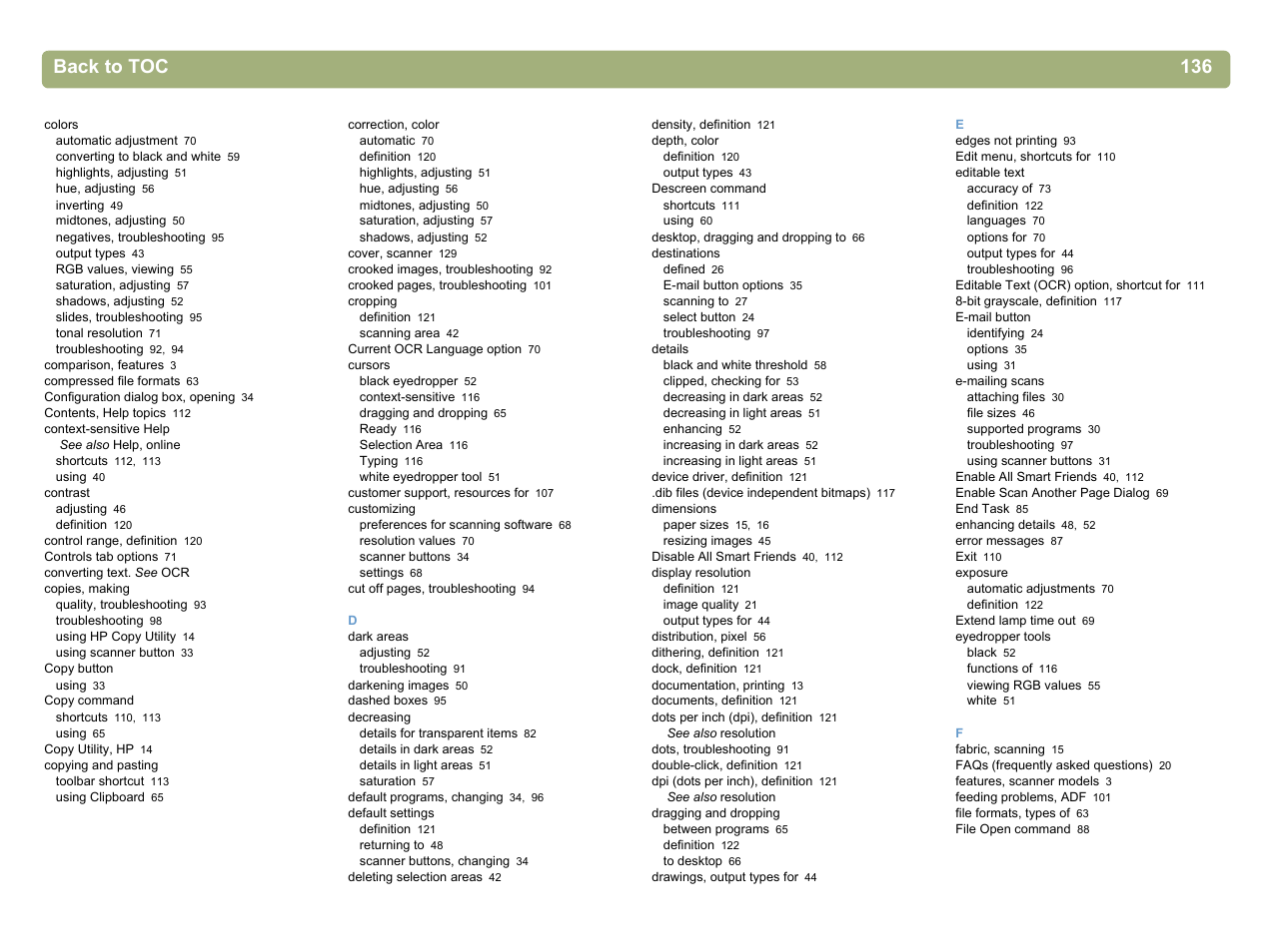 Back to toc 136 | HP 5400c Series User Manual | Page 134 / 140