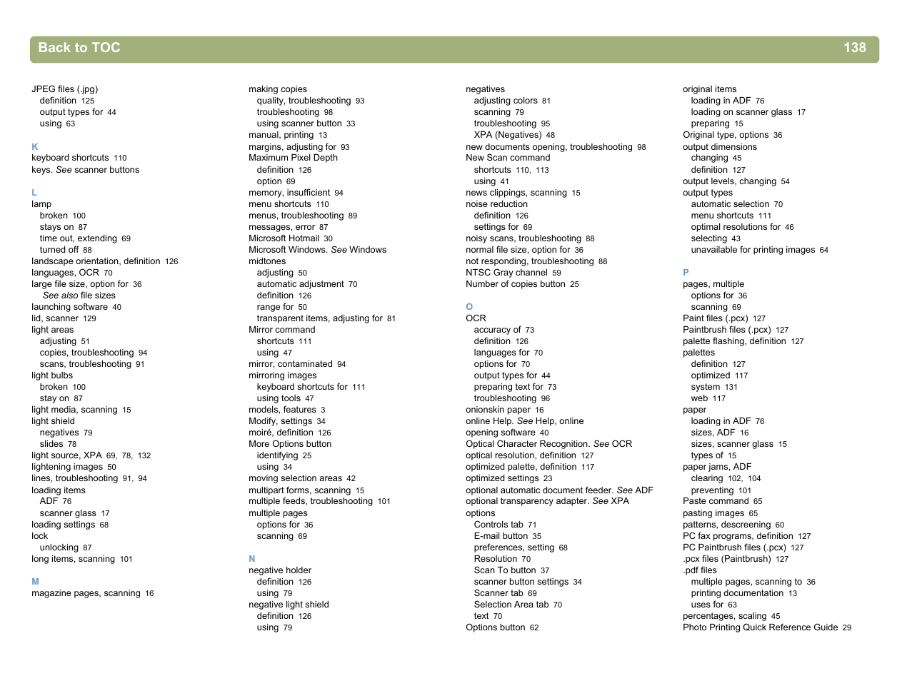 Back to toc 138 | HP 5400c Series User Manual | Page 136 / 140