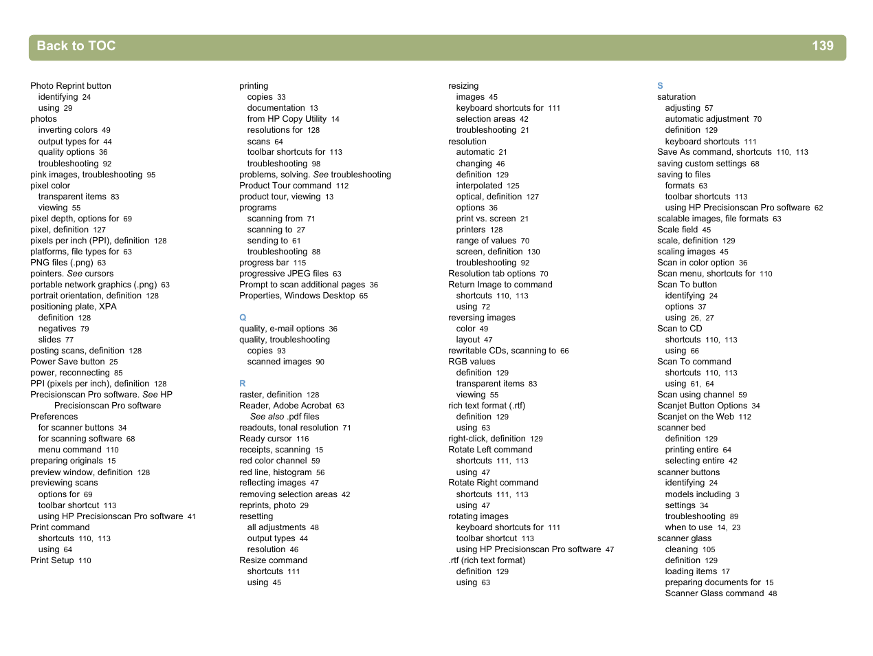 Back to toc 139 | HP 5400c Series User Manual | Page 137 / 140