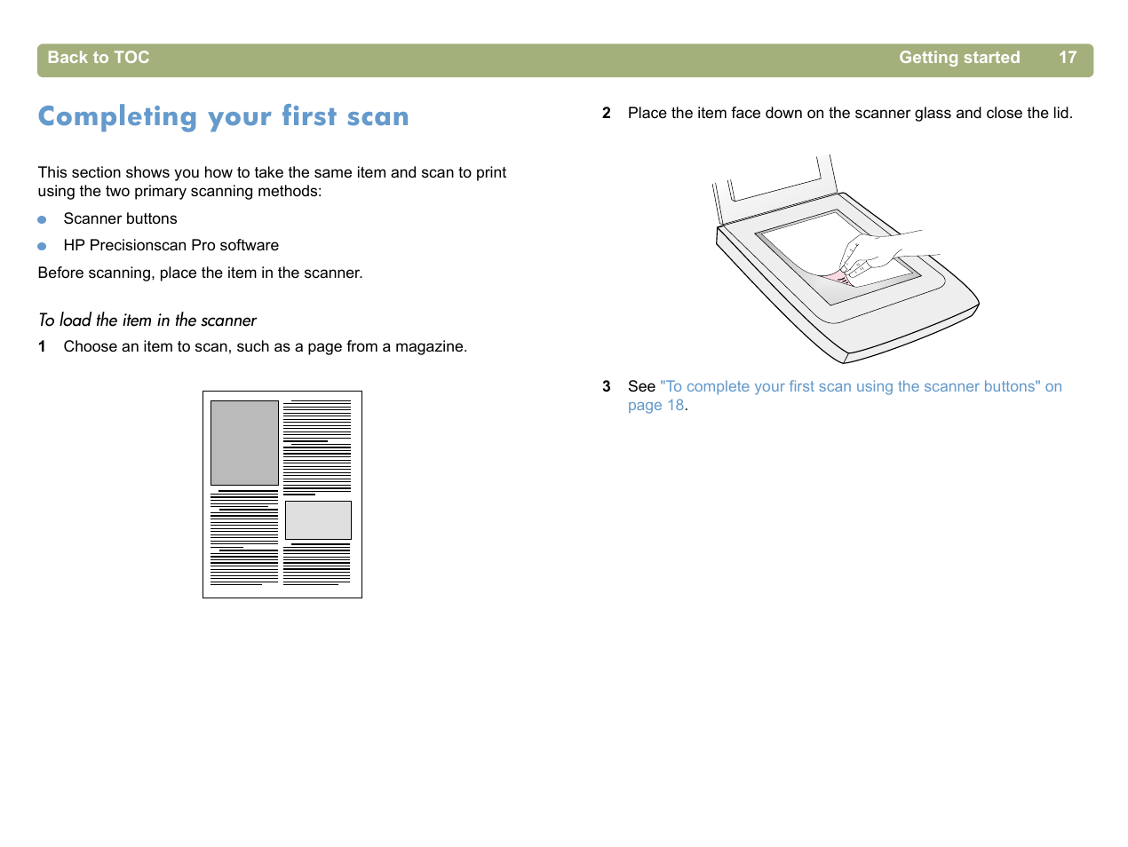 Completing your first scan | HP 5400c Series User Manual | Page 17 / 140