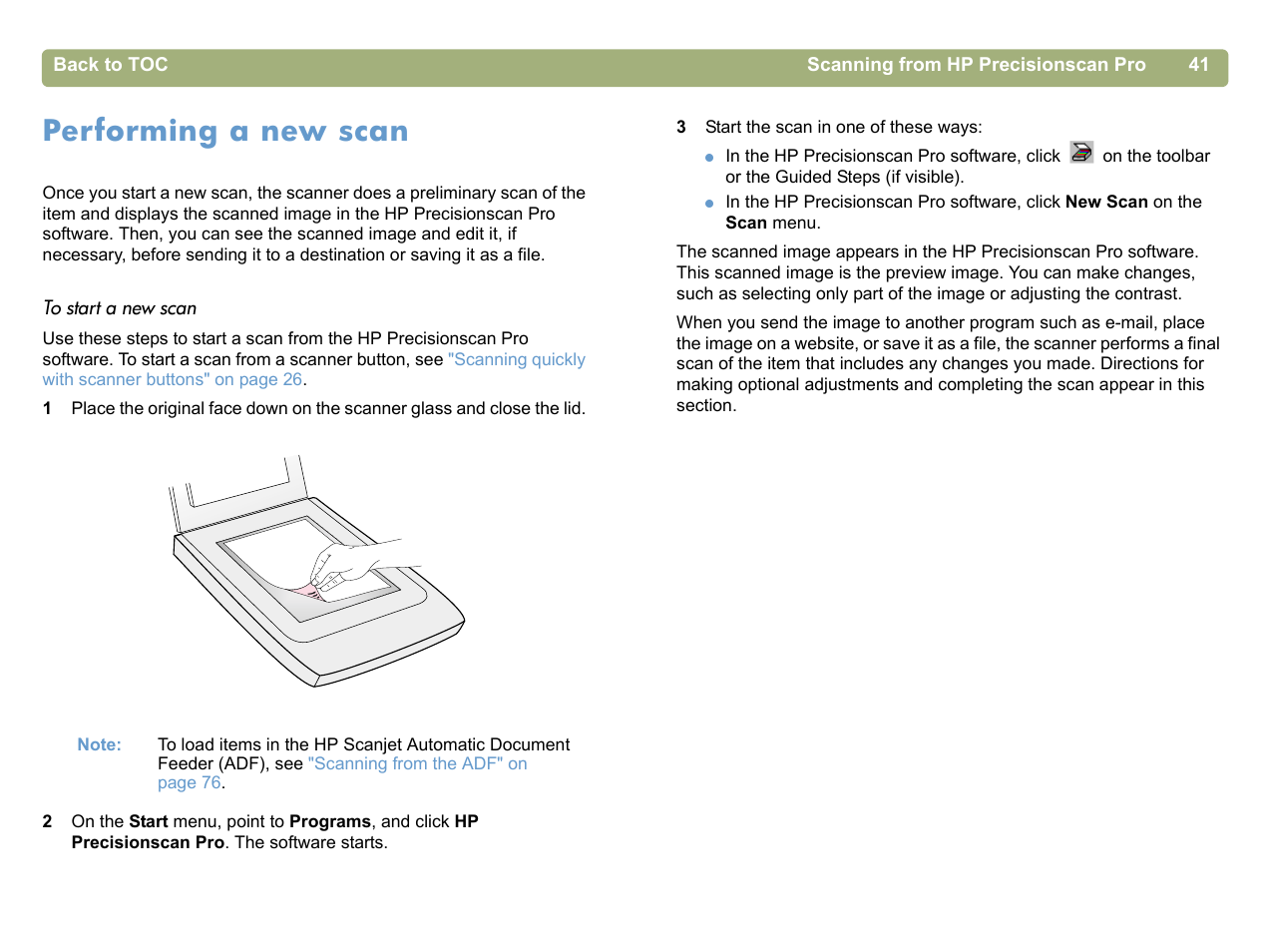Performing a new scan | HP 5400c Series User Manual | Page 41 / 140