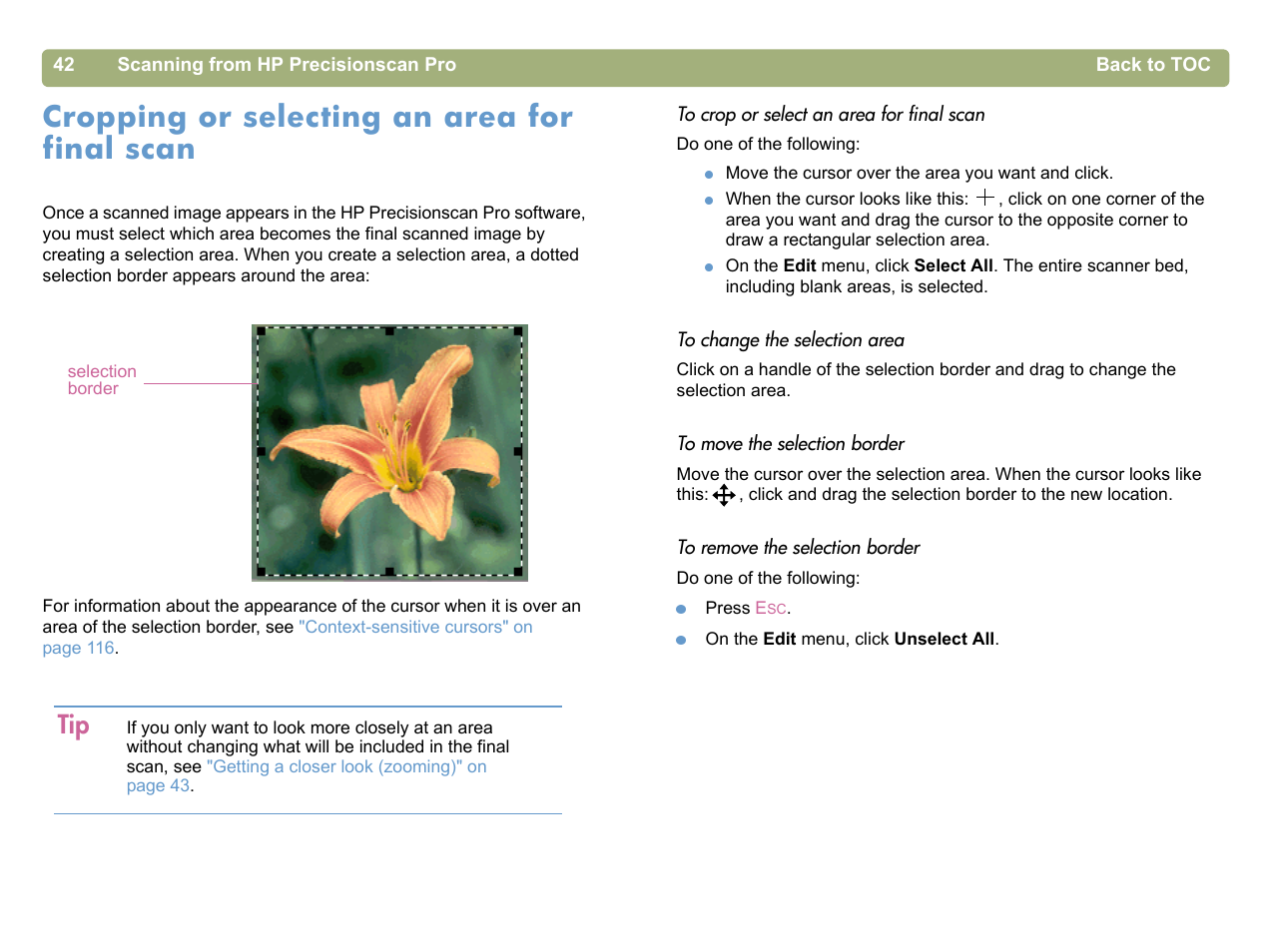 Cropping or selecting an area for final scan | HP 5400c Series User Manual | Page 42 / 140