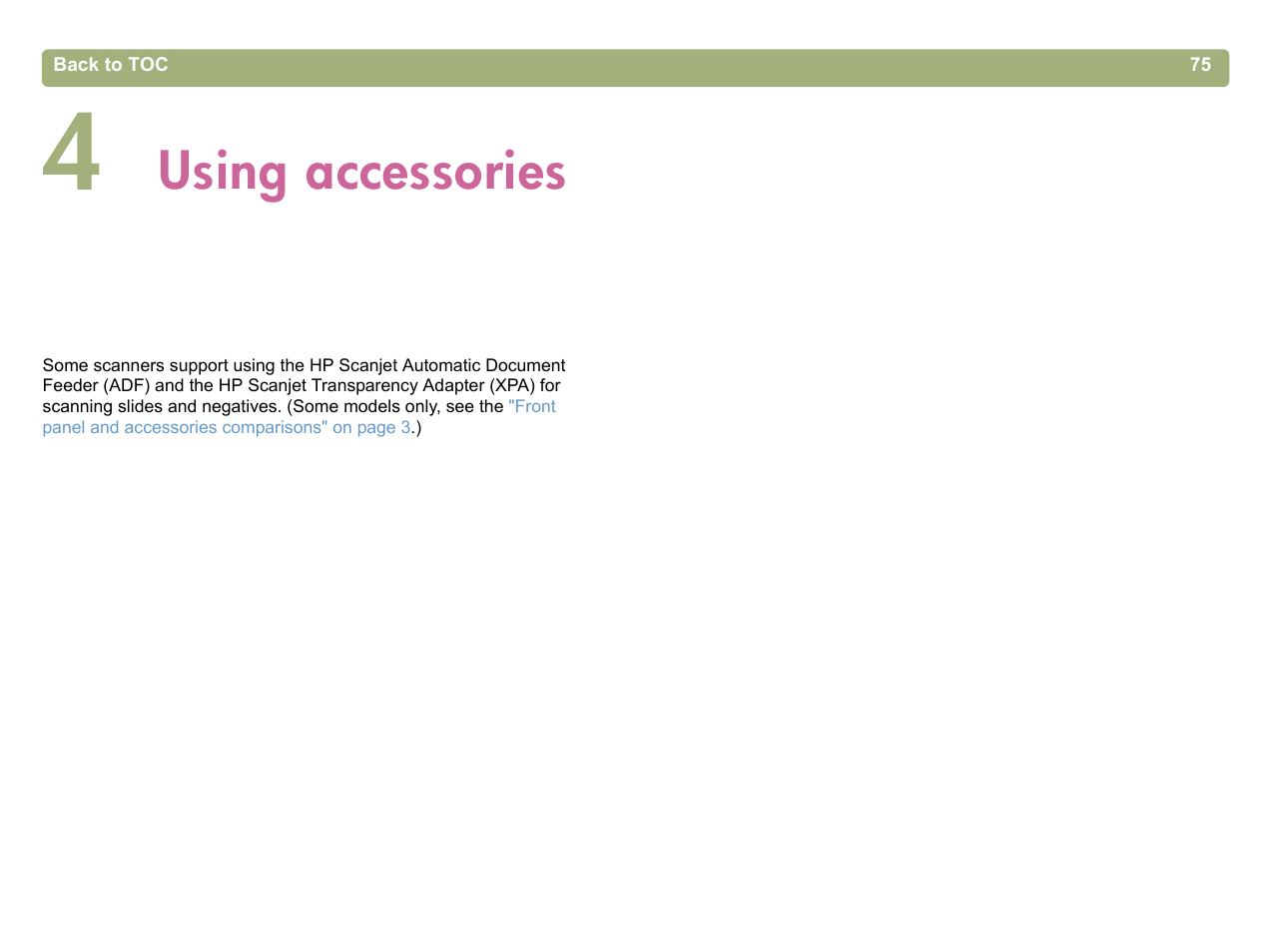 Using accessories, 4 using accessories | HP 5400c Series User Manual | Page 75 / 140