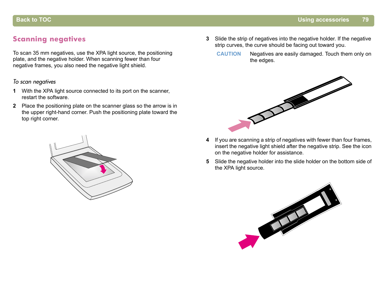 Scanning negatives | HP 5400c Series User Manual | Page 79 / 140