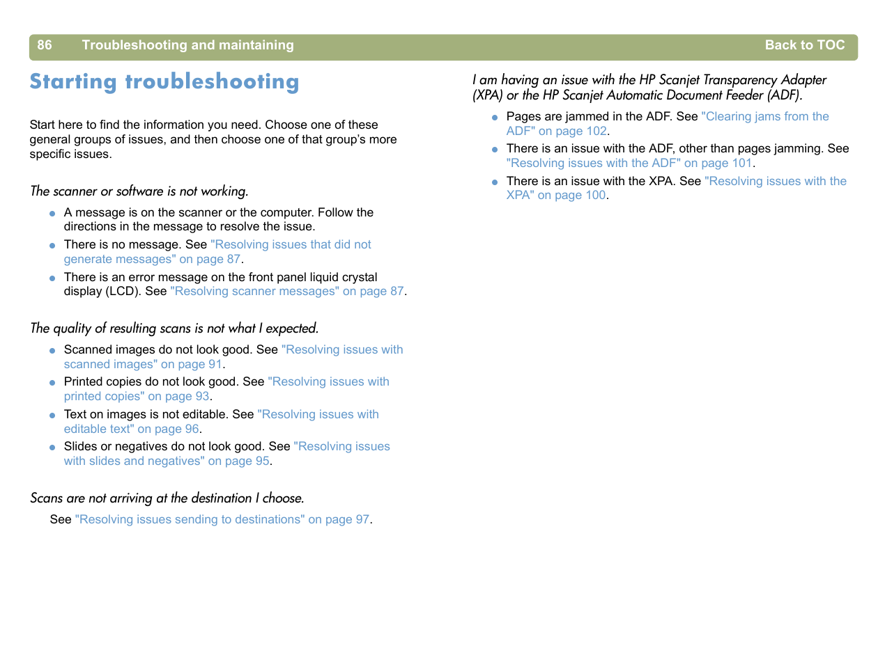Starting troubleshooting | HP 5400c Series User Manual | Page 86 / 140