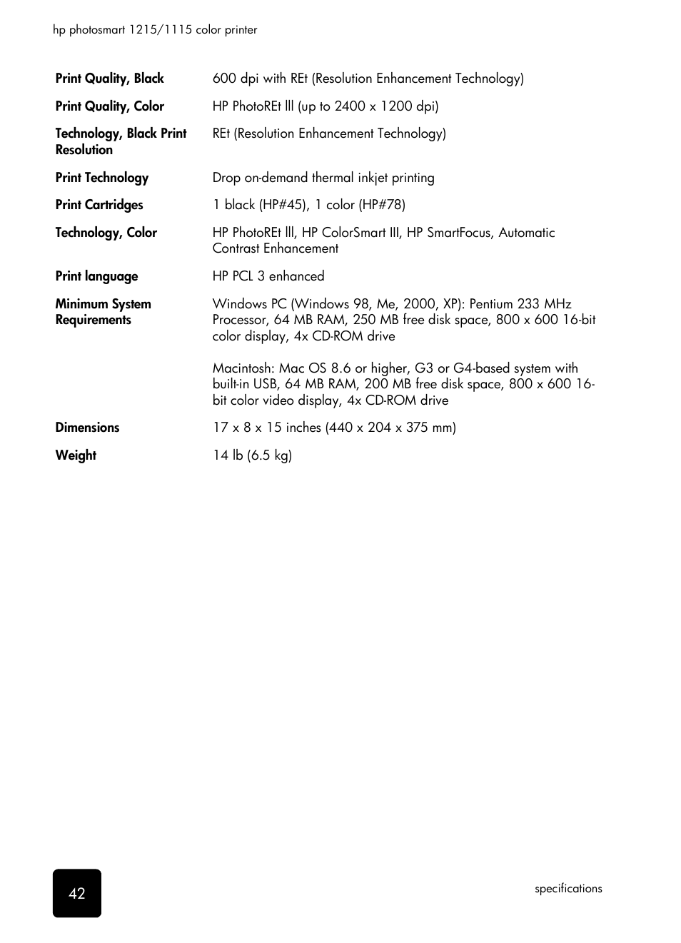 HP 1115 User Manual | Page 46 / 48