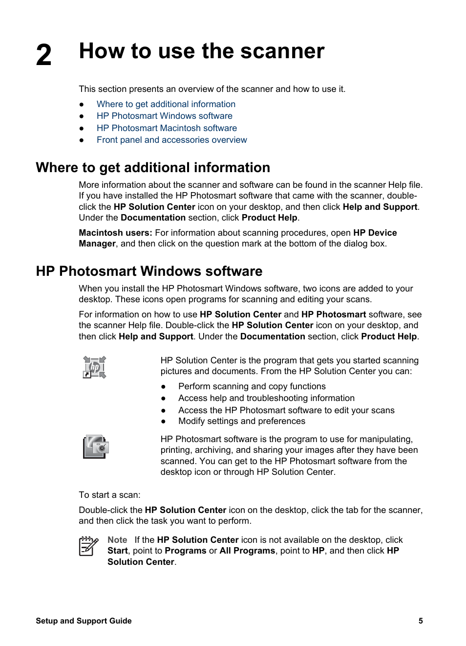 How to use the scanner, Where to get additional information, Hp photosmart windows software | HP SCANJET G 3010 User Manual | Page 7 / 15