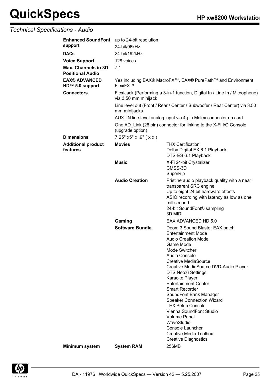 Quickspecs | HP xw8200 User Manual | Page 25 / 76