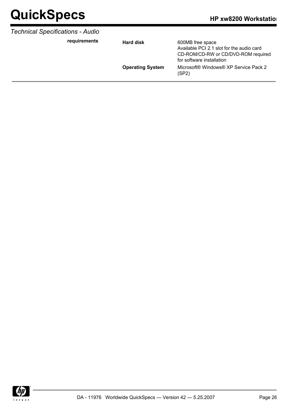 Quickspecs | HP xw8200 User Manual | Page 26 / 76