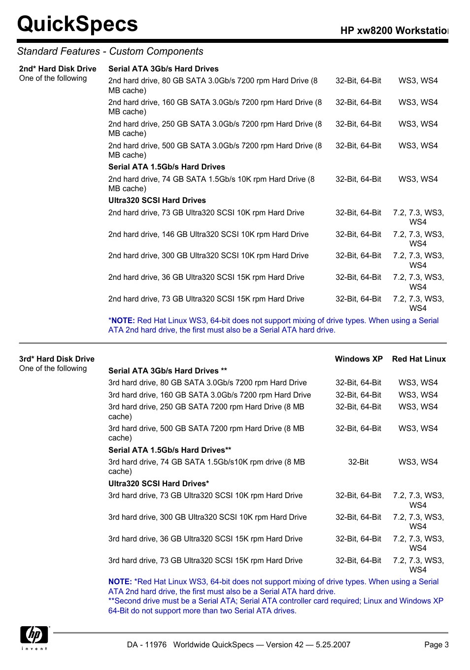 Quickspecs | HP xw8200 User Manual | Page 3 / 76