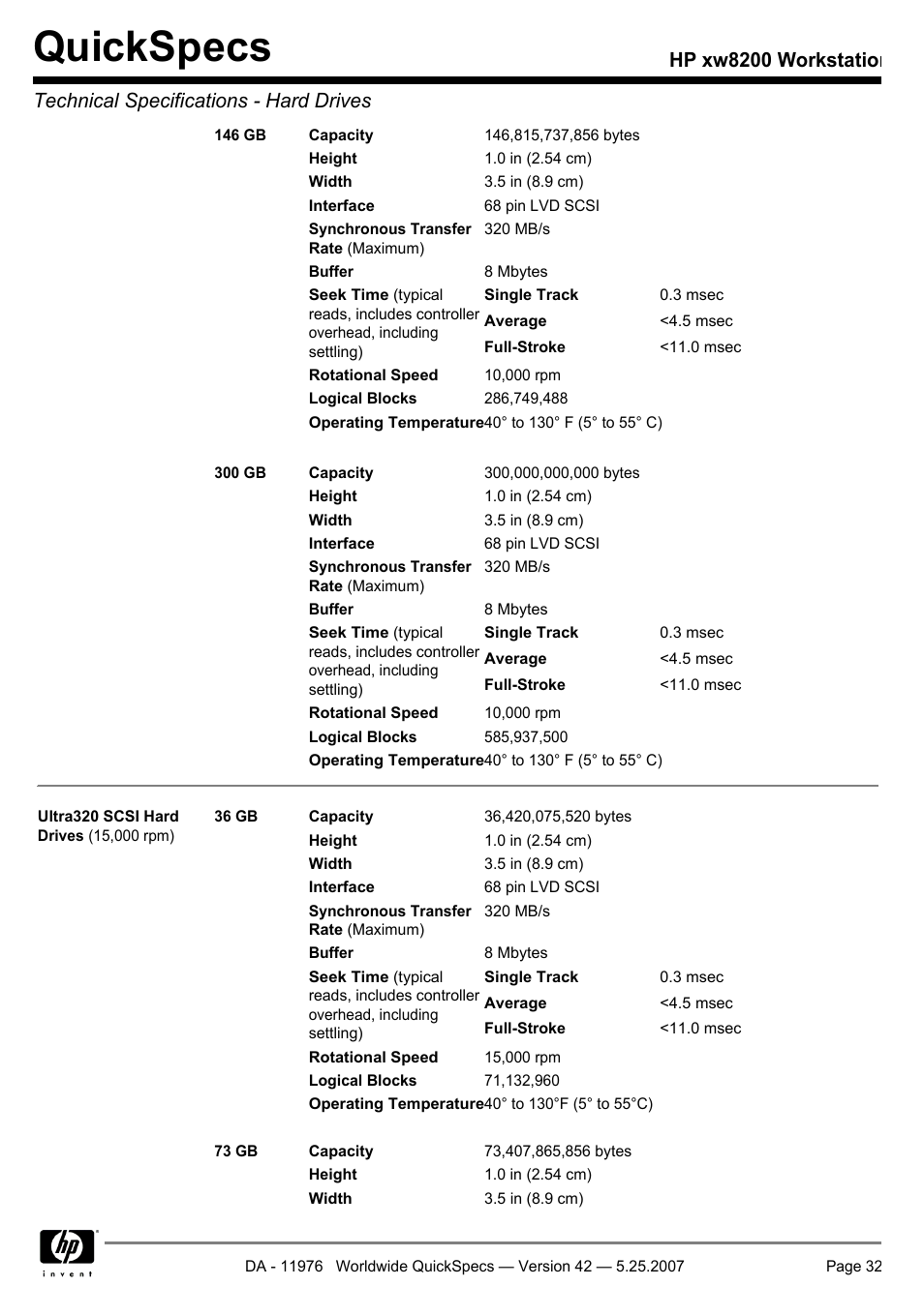 Quickspecs | HP xw8200 User Manual | Page 32 / 76