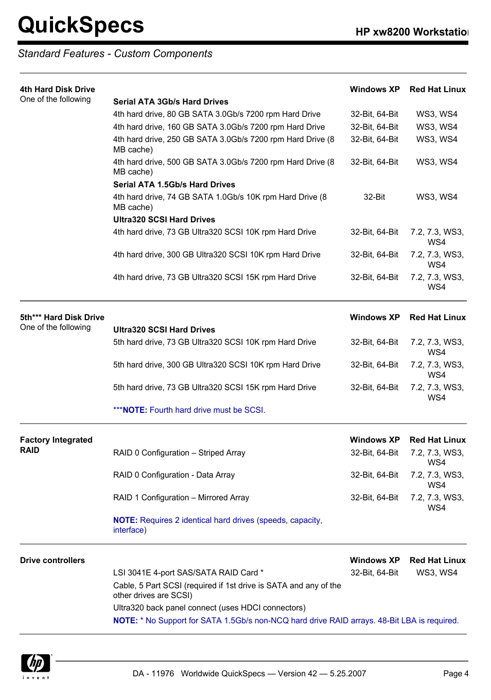 Quickspecs | HP xw8200 User Manual | Page 4 / 76