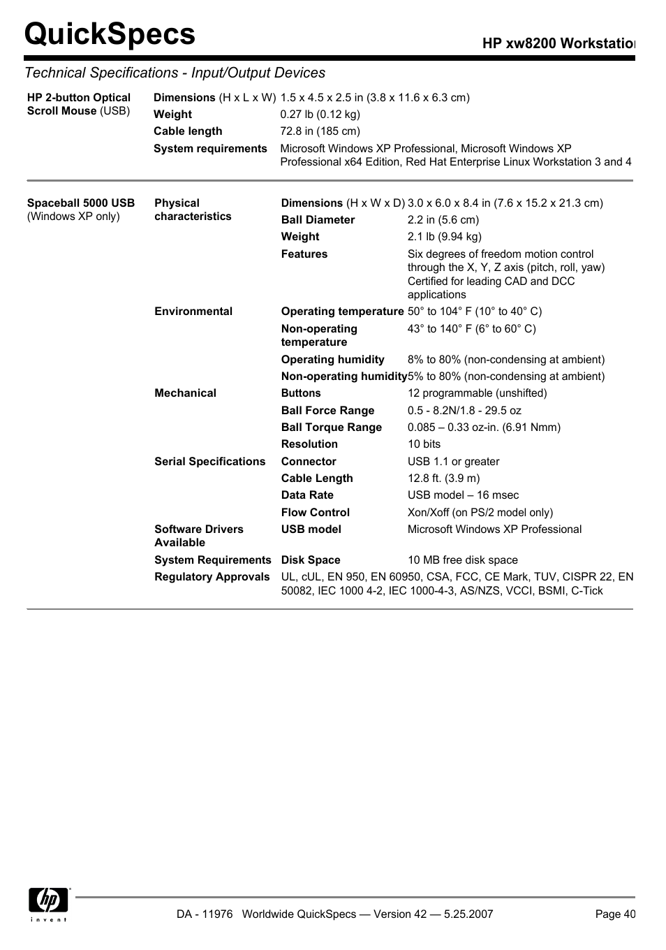 Quickspecs | HP xw8200 User Manual | Page 40 / 76