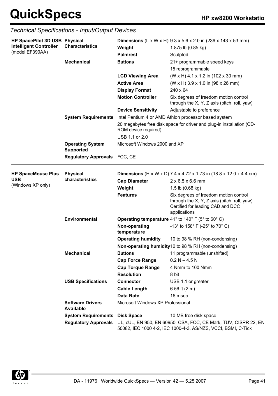 Quickspecs | HP xw8200 User Manual | Page 41 / 76