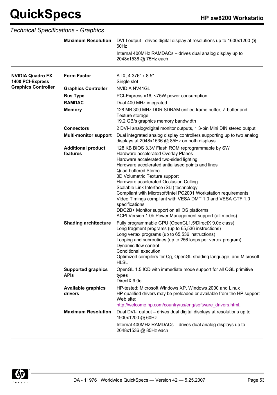 Quickspecs | HP xw8200 User Manual | Page 53 / 76