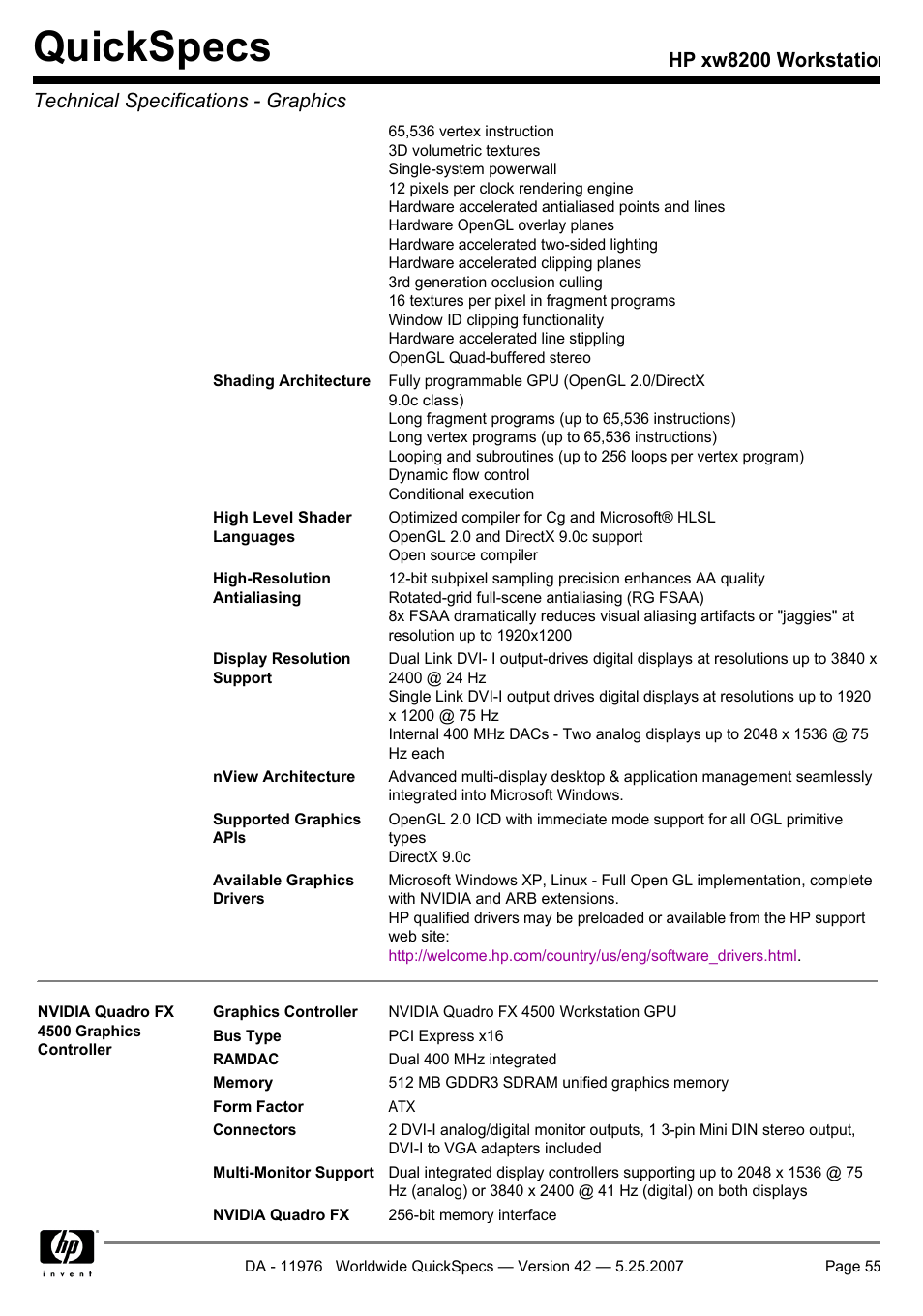 Quickspecs | HP xw8200 User Manual | Page 55 / 76