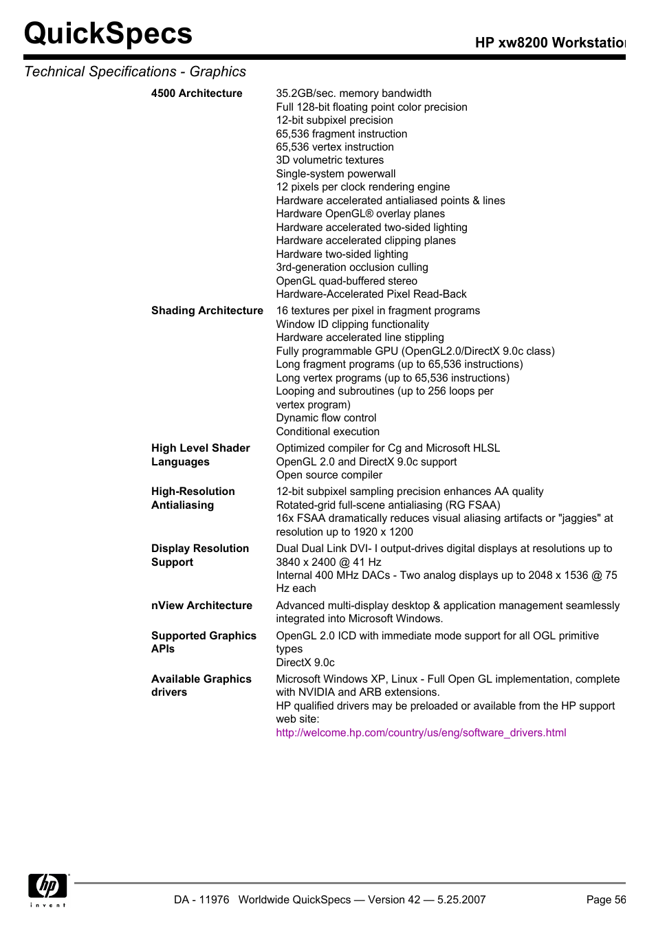 Quickspecs | HP xw8200 User Manual | Page 56 / 76