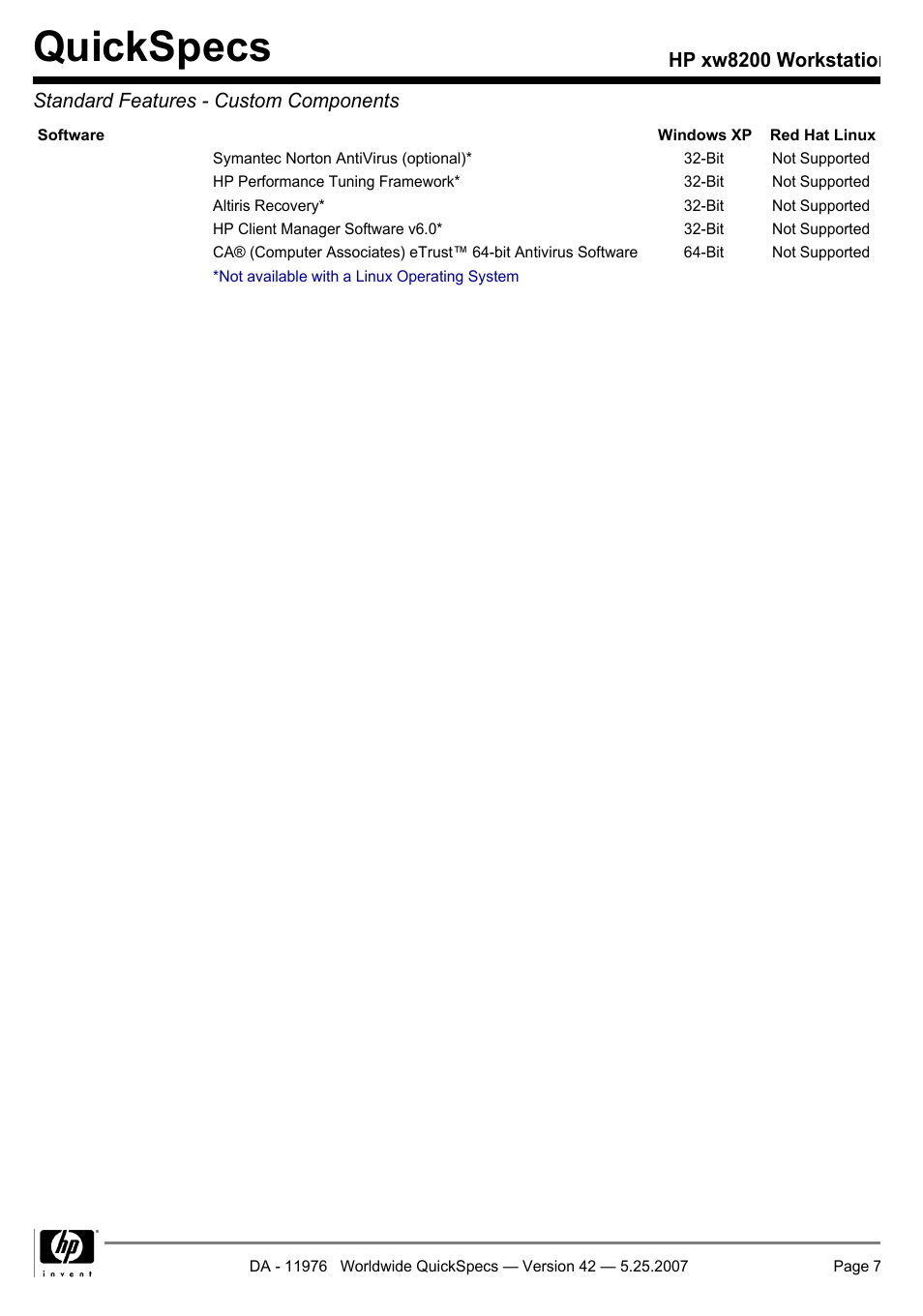 Quickspecs | HP xw8200 User Manual | Page 7 / 76