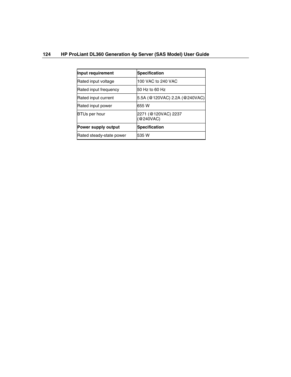 HP SAS DL360 User Manual | Page 124 / 136