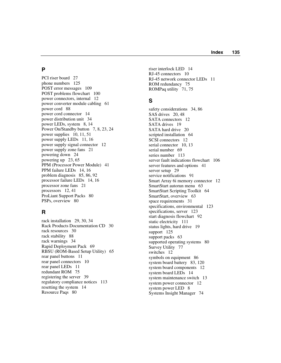 HP SAS DL360 User Manual | Page 135 / 136