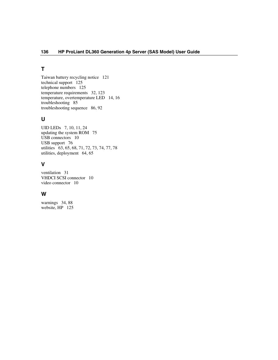 HP SAS DL360 User Manual | Page 136 / 136