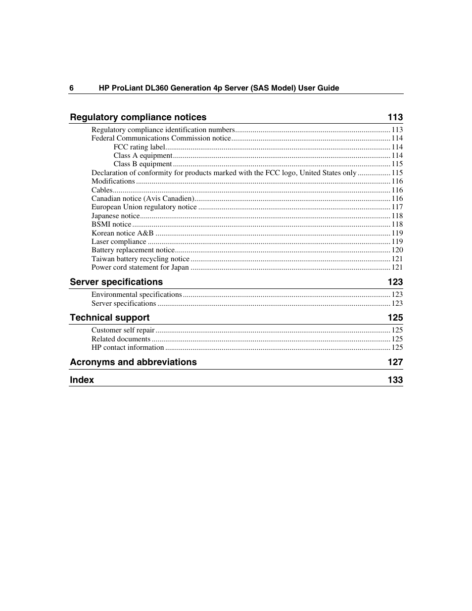 HP SAS DL360 User Manual | Page 6 / 136