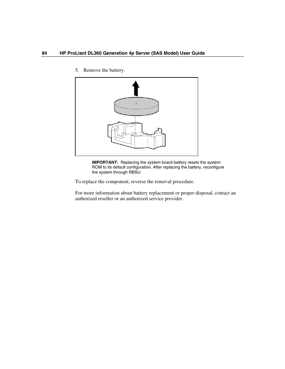 HP SAS DL360 User Manual | Page 84 / 136