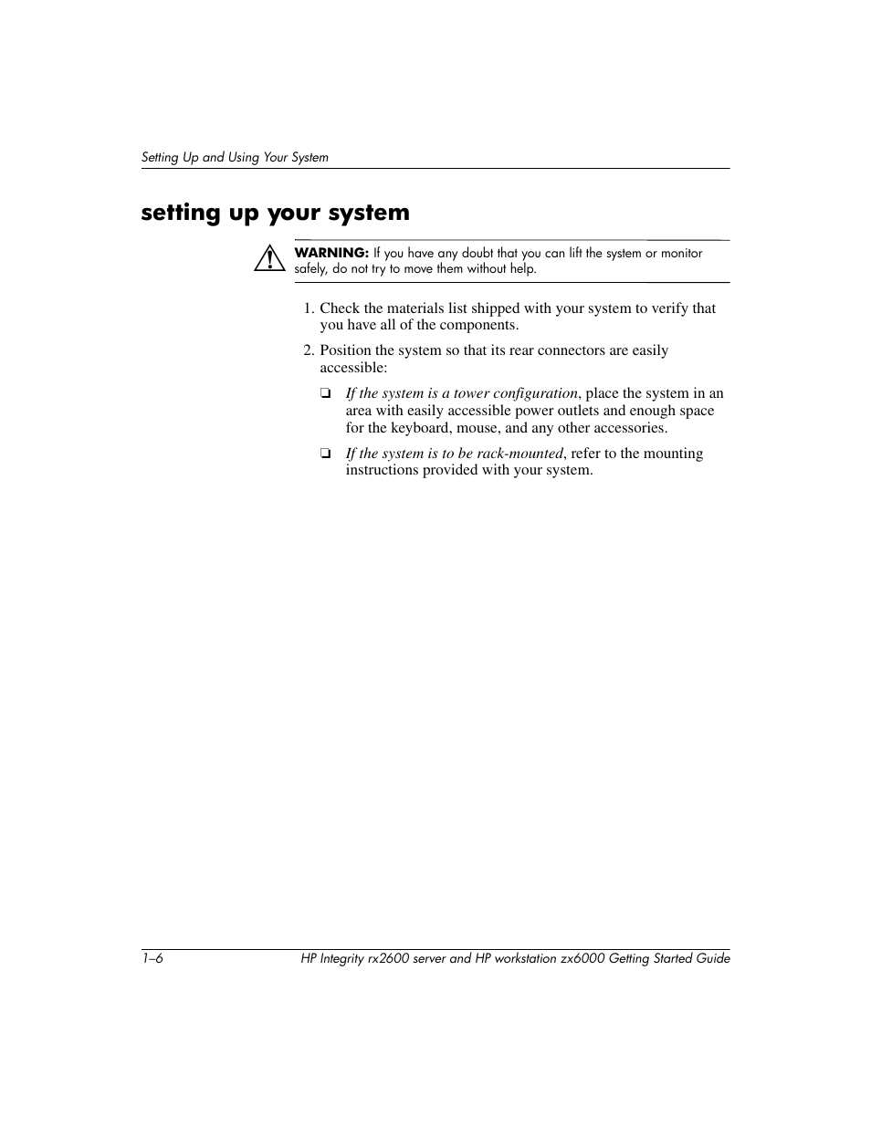 Setting up your system | HP ZX6000 User Manual | Page 12 / 64