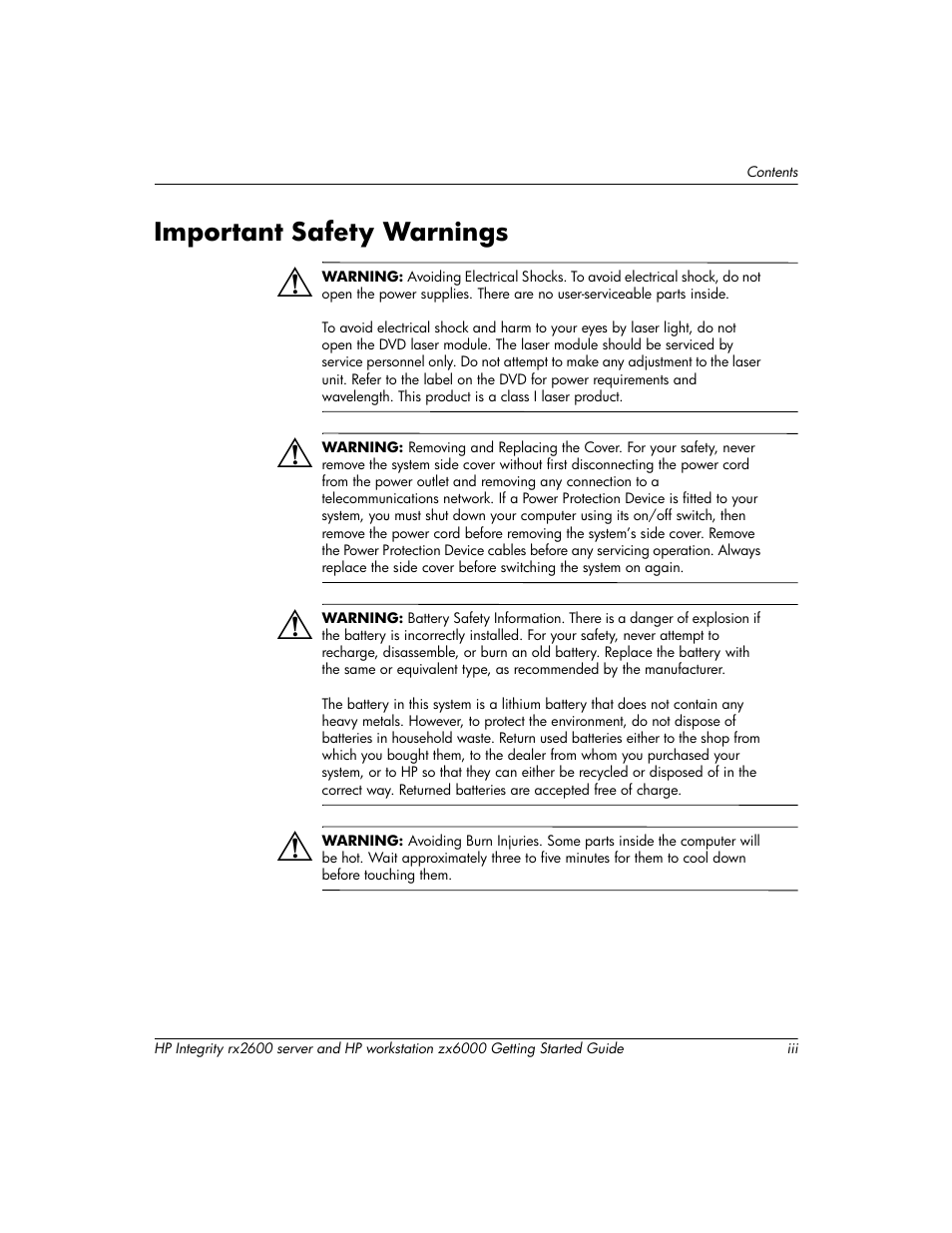 HP ZX6000 User Manual | Page 3 / 64