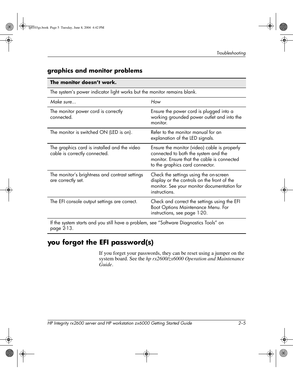 You forgot the efi password(s) | HP ZX6000 User Manual | Page 37 / 64