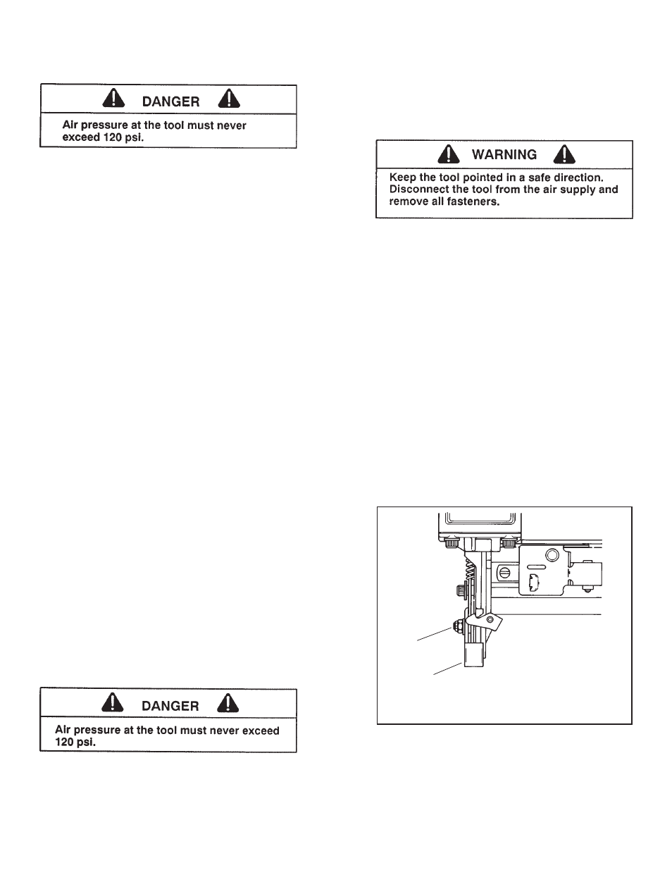 Tool installation, Tool operation depth of drive adjustment | HP Paslode 403606-10 User Manual | Page 7 / 15