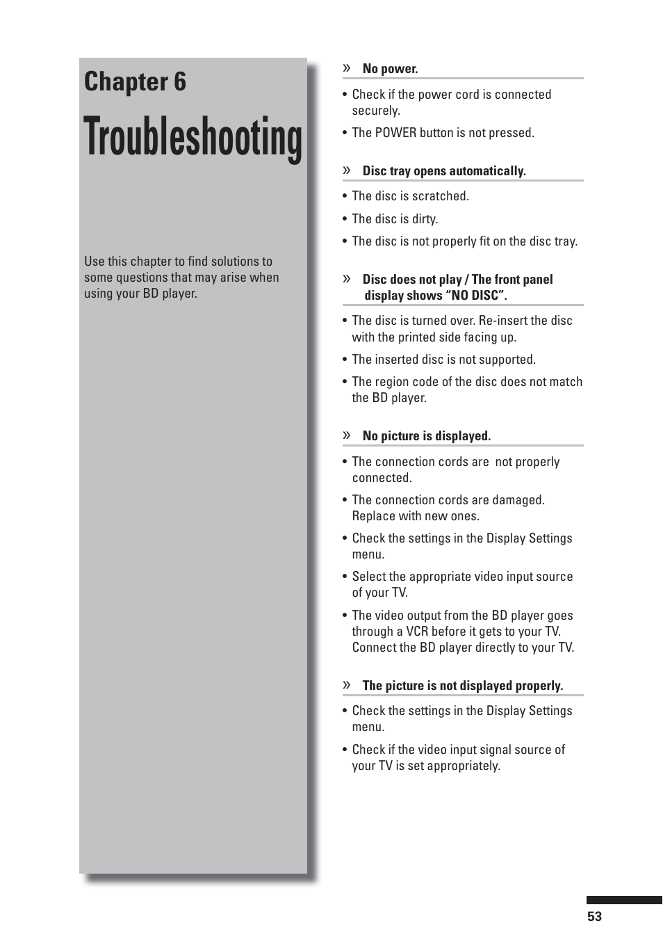 Troubleshooting, Chapter 6 | HP BD-2000 User Manual | Page 53 / 70