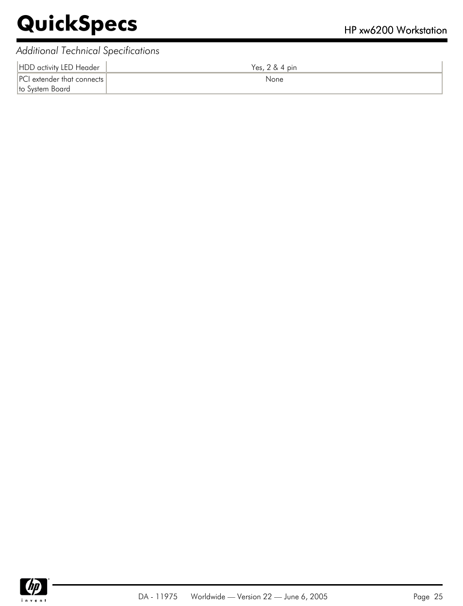 Quickspecs | HP XW6200 User Manual | Page 25 / 78