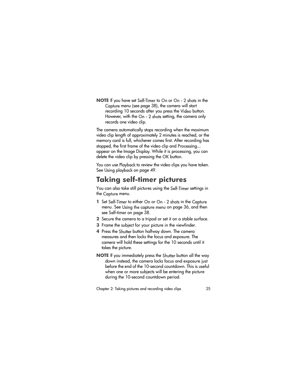 Taking self-timer pictures | HP PHOTOSMART 930 User Manual | Page 25 / 136