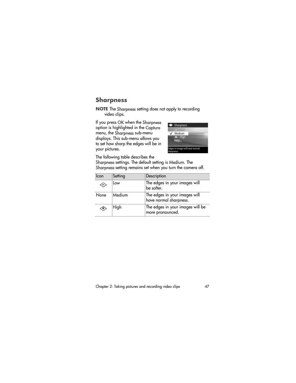 Sharpness | HP PHOTOSMART 930 User Manual | Page 47 / 136