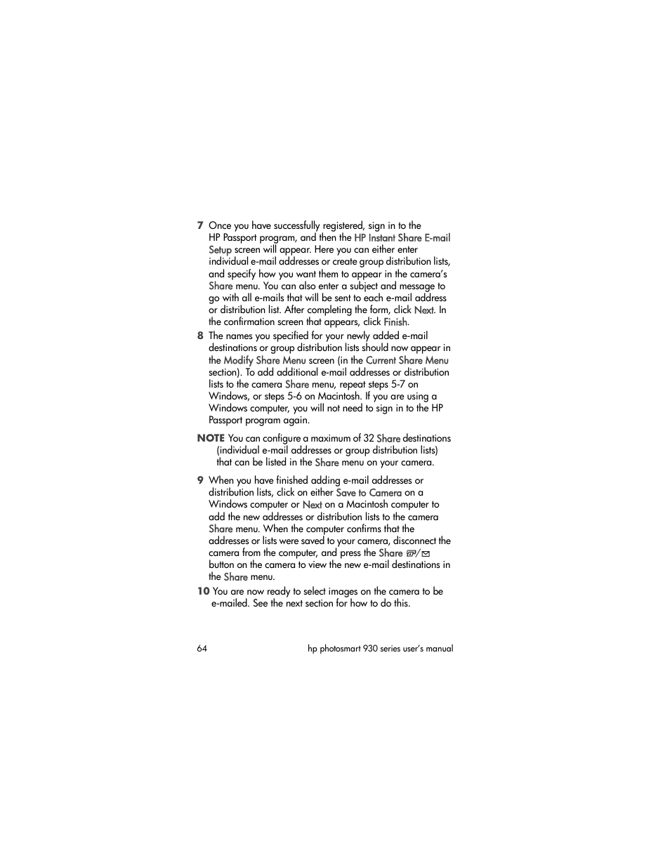HP PHOTOSMART 930 User Manual | Page 64 / 136