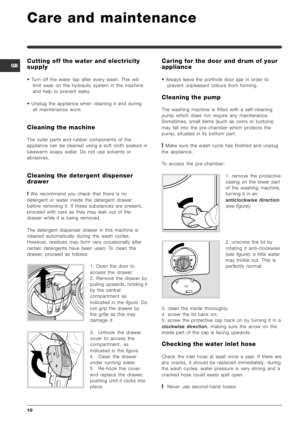 Care and maintenance | Indesit SIXL 129 User Manual | Page 10 / 72