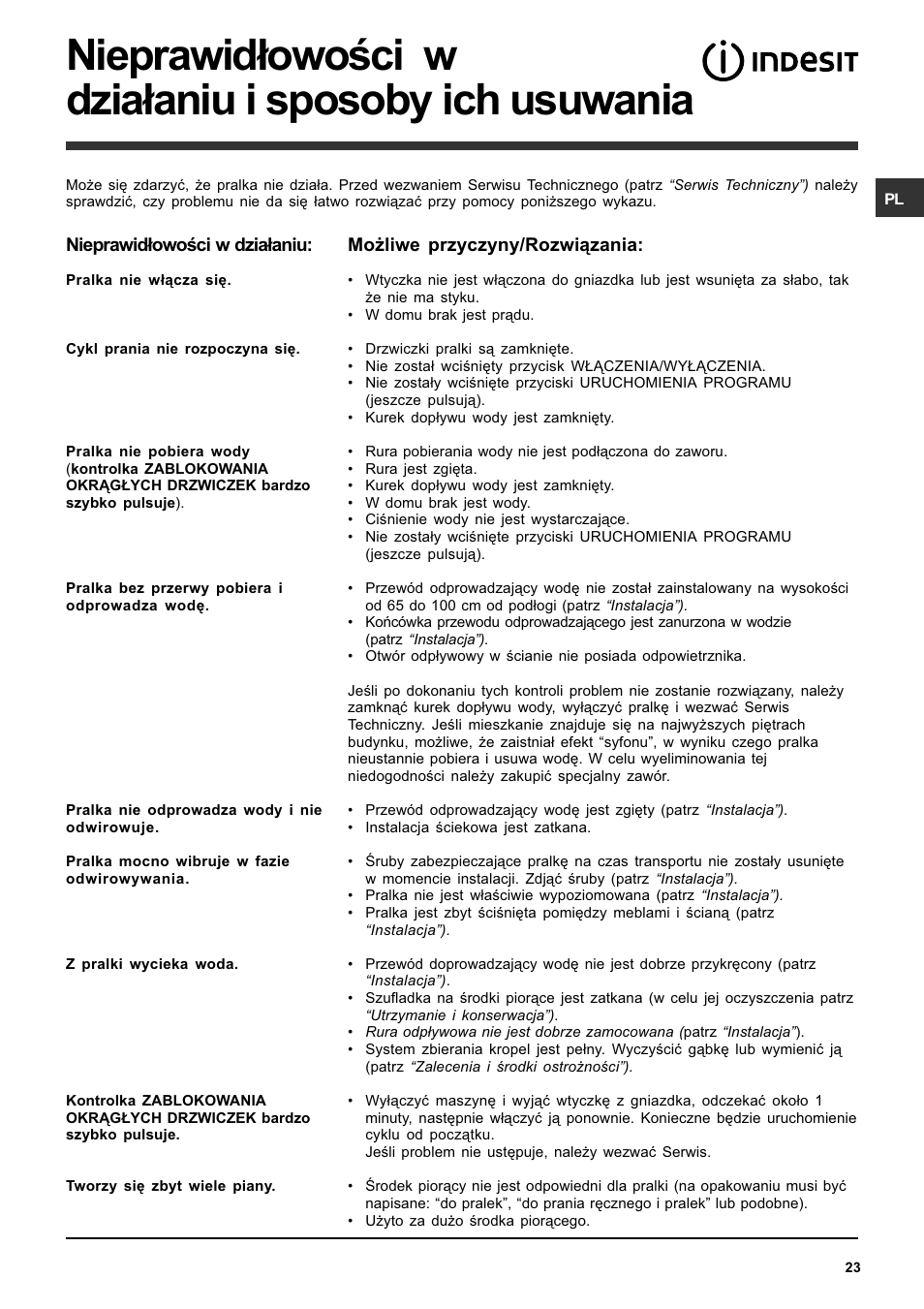 Indesit SIXL 129 User Manual | Page 23 / 72