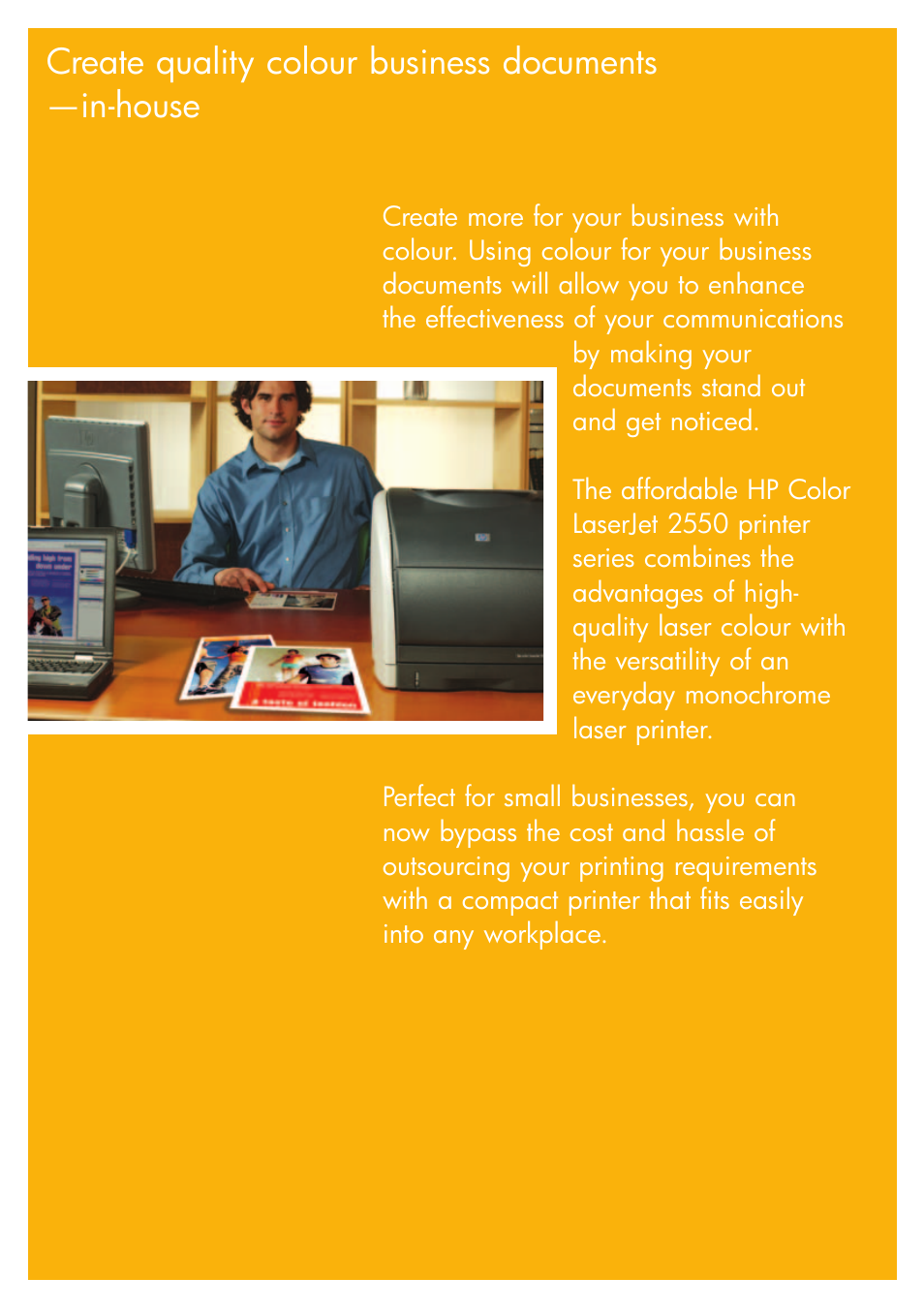 Create quality colour business documents —in-house | HP 2550 Series User Manual | Page 2 / 8